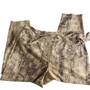 White House Black Market The Tapered Ankle Snakeprint Pants 18S Cream and Brown